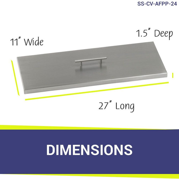 American Fire Products Stainless Steel Cover for Rectangular Drop-In Fire Pit Pan - SS-CV-AFPP-24