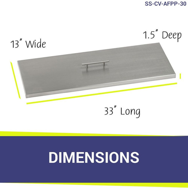 American Fire Products Stainless Steel Cover for Rectangular Drop-In Fire Pit Pan - SS-CV-AFPP-30