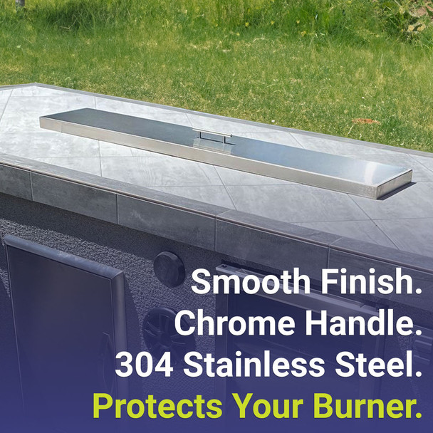 American Fire Products Stainless Steel Cover for Linear Drop-In Fire Pit Pan - SS-CV-LCB-48