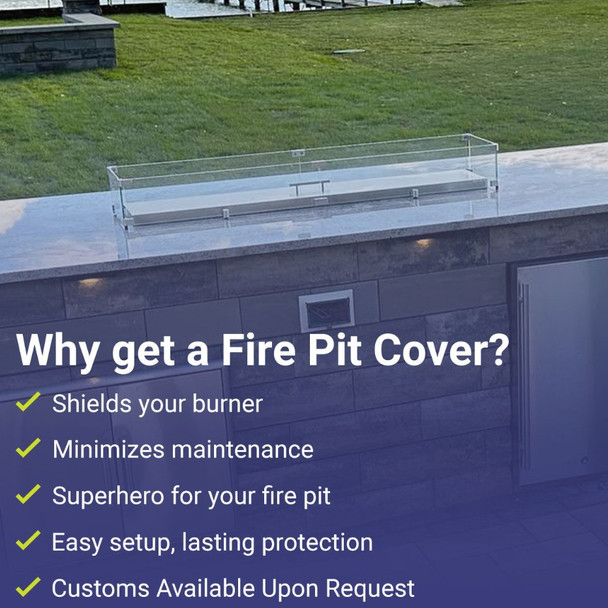 American Fire Products Stainless Steel Cover for Linear Drop-In Fire Pit Pan - SS-CV-LCB-48