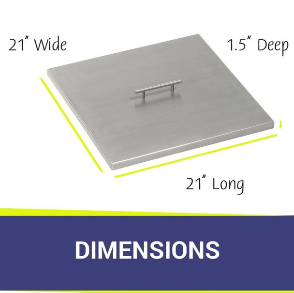 American Fire Products Stainless Steel Cover for Square Drop-In Fire Pit Pan - SS-CV-SQP-18