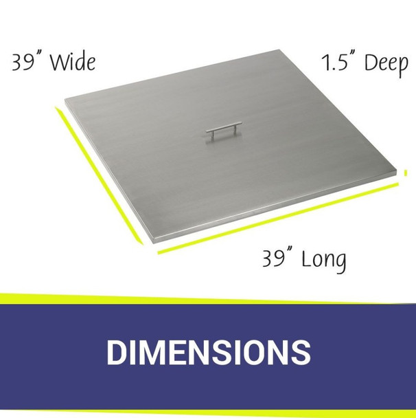 American Fire Products Stainless Steel Cover for Square Drop-In Fire Pit Pan - SS-CV-SQP-36