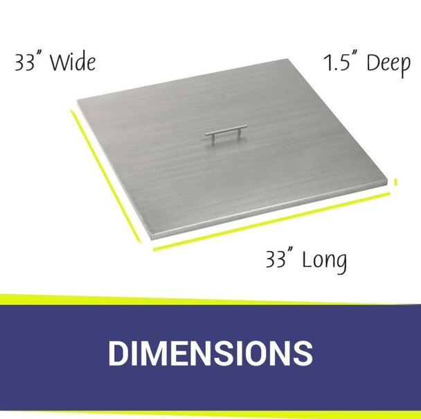 American Fire Products Stainless Steel Cover for Square Drop-In Fire Pit Pan - SS-CV-SQP-30