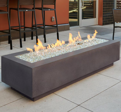 Cove 72 Inch Rectangular GFRC Propane Fire Pit in Midnight Mist by The ...
