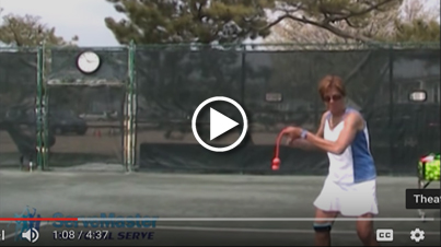 Warming up and practicing groundstrokes with ServeMaster training aid