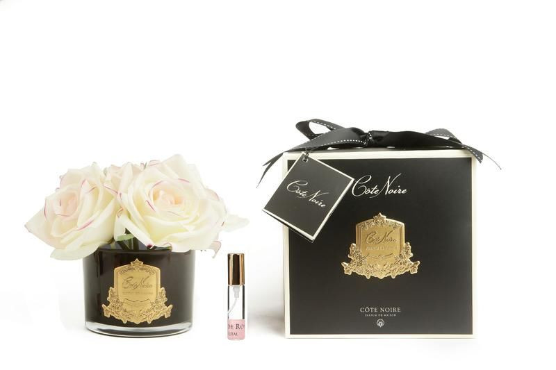 Cote Noire Five Roses Pink Blush Black Glass with Gold Crest