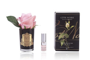 Rose Bud White Peach Black Glass Rose Bud White Peach Black Glass