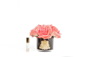 Five Rose White Peach Black Glass Five Rose White Peach Black Glass