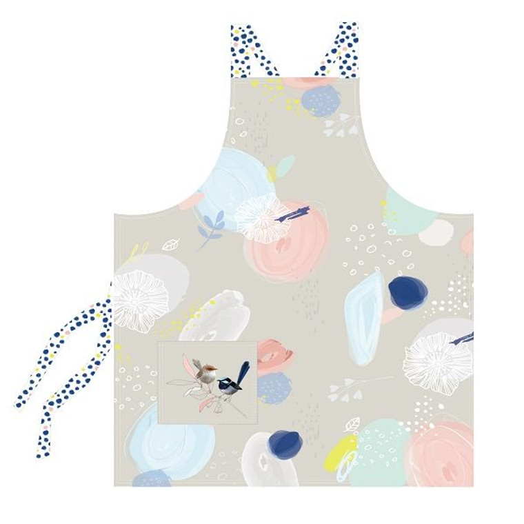 Wild Blue Wren Apron Pastel