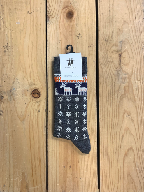 Swedish Merino Wool Reindeer Socks 