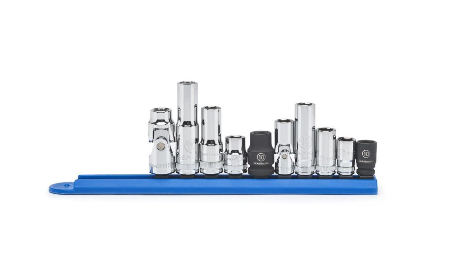 GearWrench 10 Piece 1/4 Inch & 3/8 Inch Drive 6 Point 10mm Socket Set