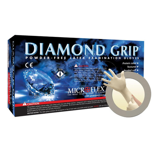 Microflex Diamond Grip Powder-Free Latex Gloves - LARGE