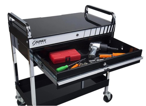 SUN8013 Sunex  Service Cart with Locking Top with Locking Drawer - Black