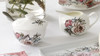 Floral sugar bowl and creamer jug 