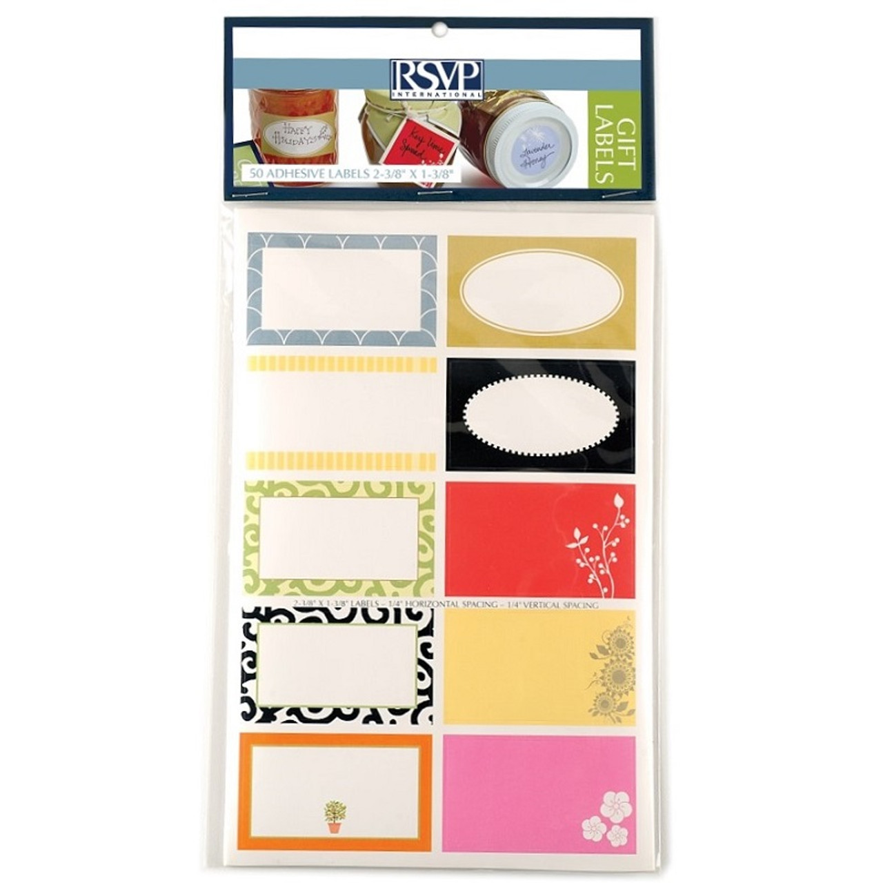 RSVP Label Collection - Gift Labels - Rectangular Assortment - Set of 50 (RSVP LABL-G)