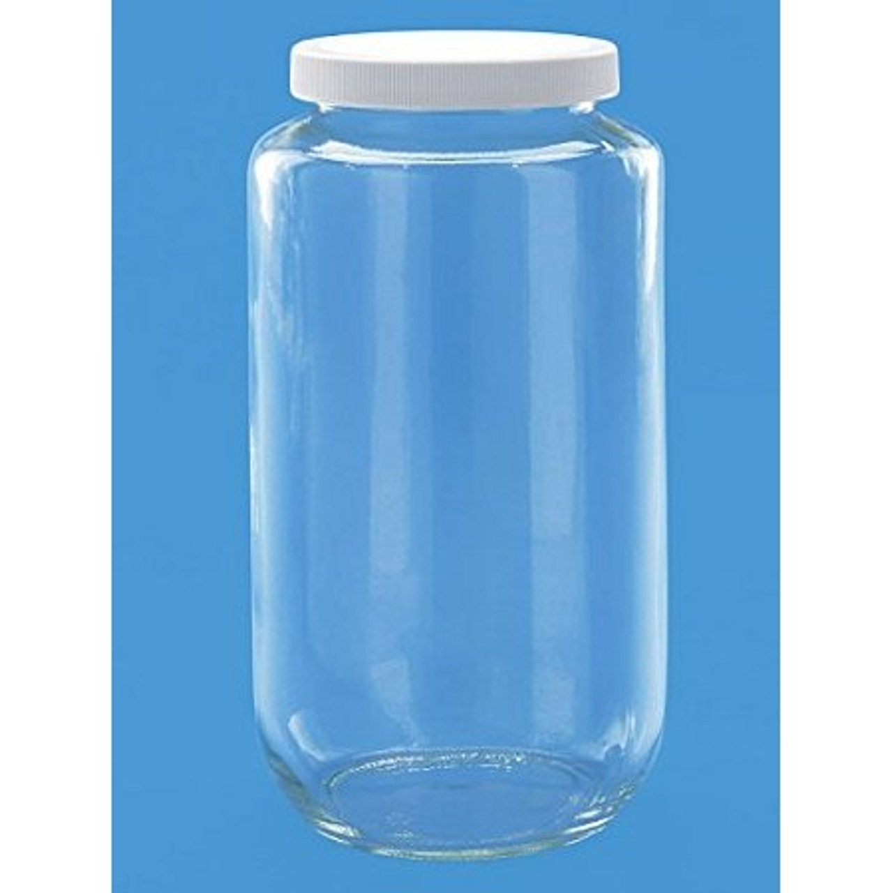 Wide-Mouth Glass Jars - 1 Gallon, 4 Opening, Plastic Cap S-19317P
