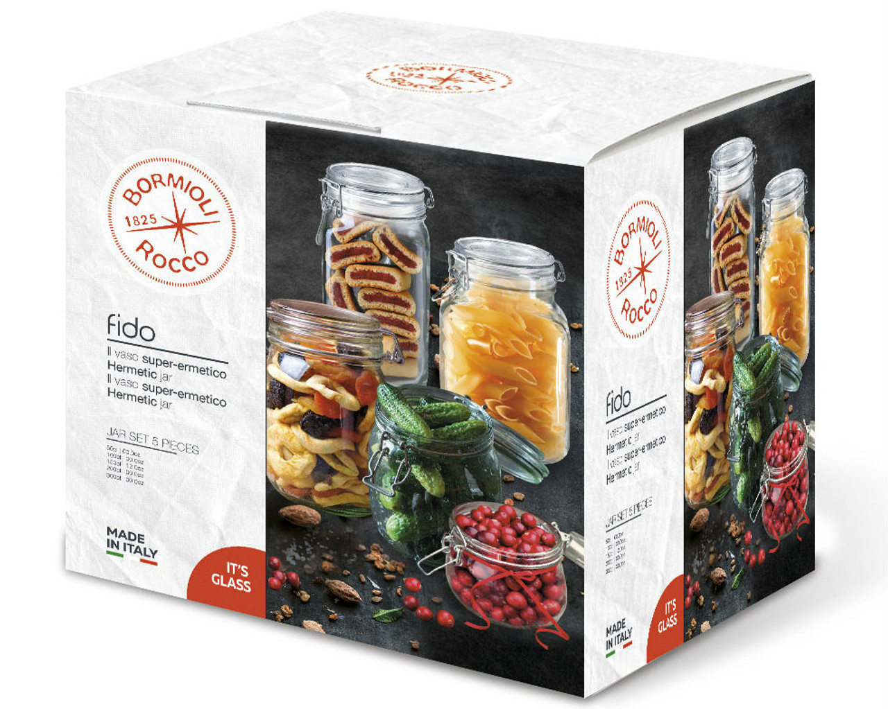 Bormioli Rocco Fido Collection -5 Piece Jar Set - Clear (BR 149681SAR021990)