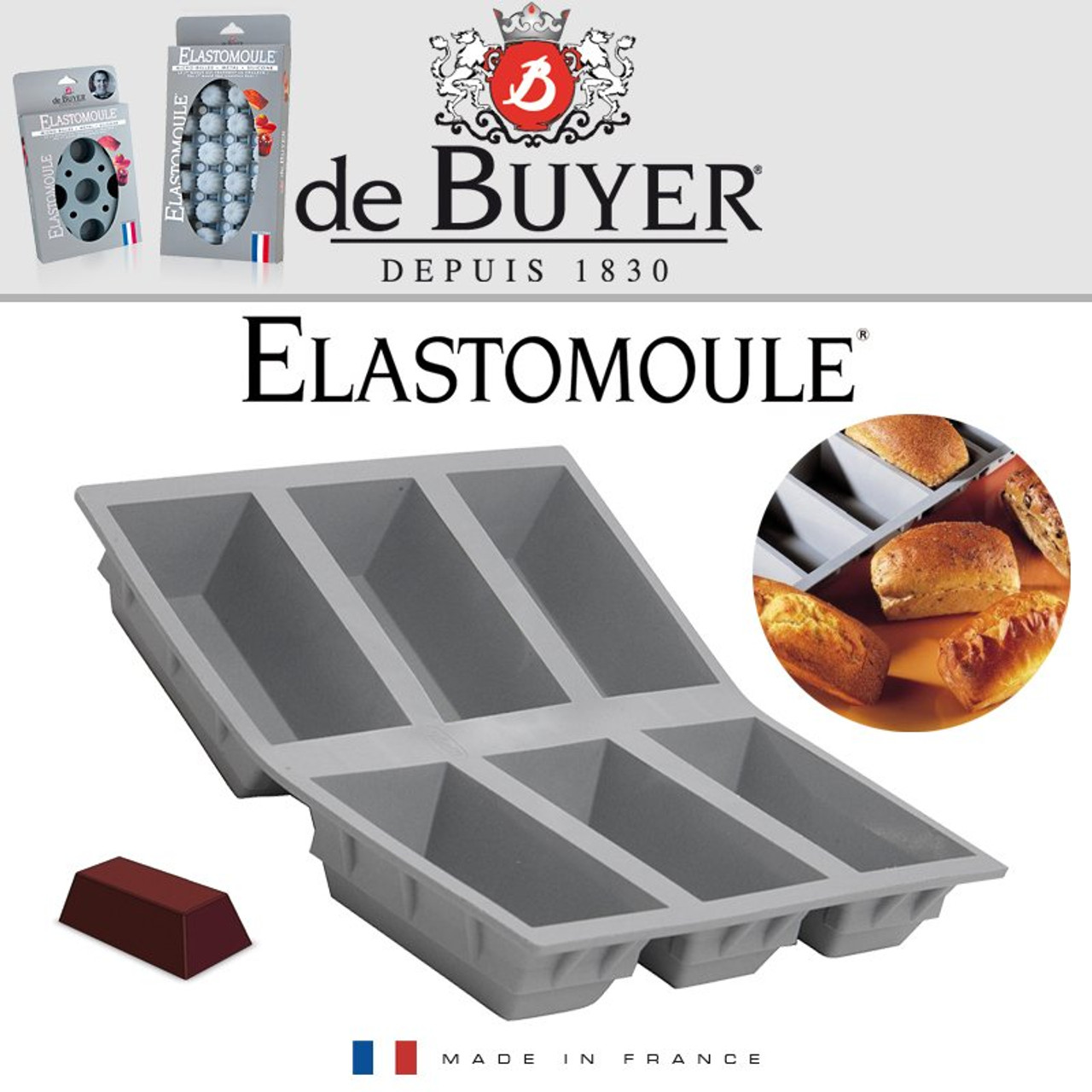 de Buyer Elastomoule 6-Portion Silicone Loaf Mold