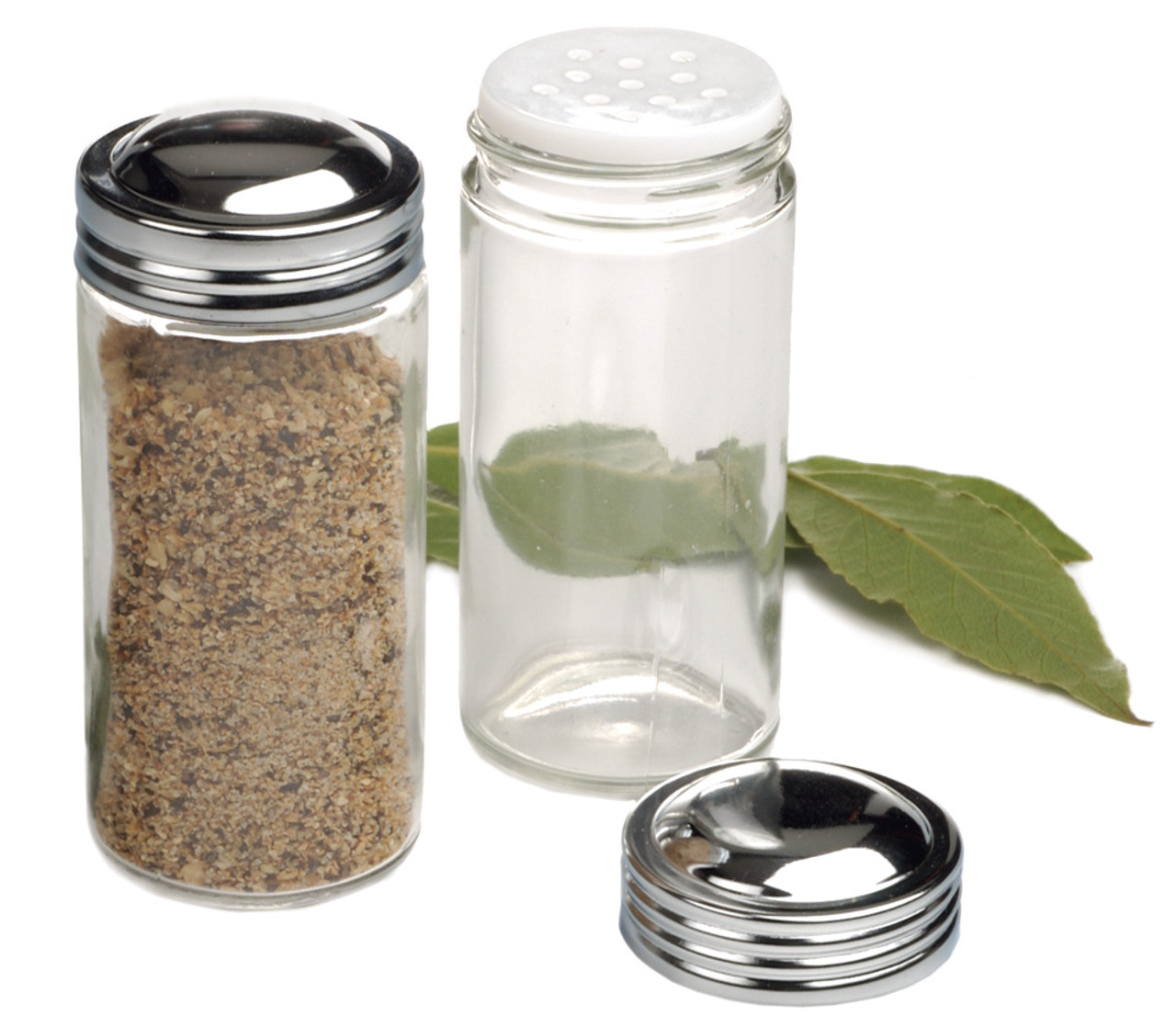 4 oz Glass Spice Jar Clear, w/ Shaker insert and Black Lid