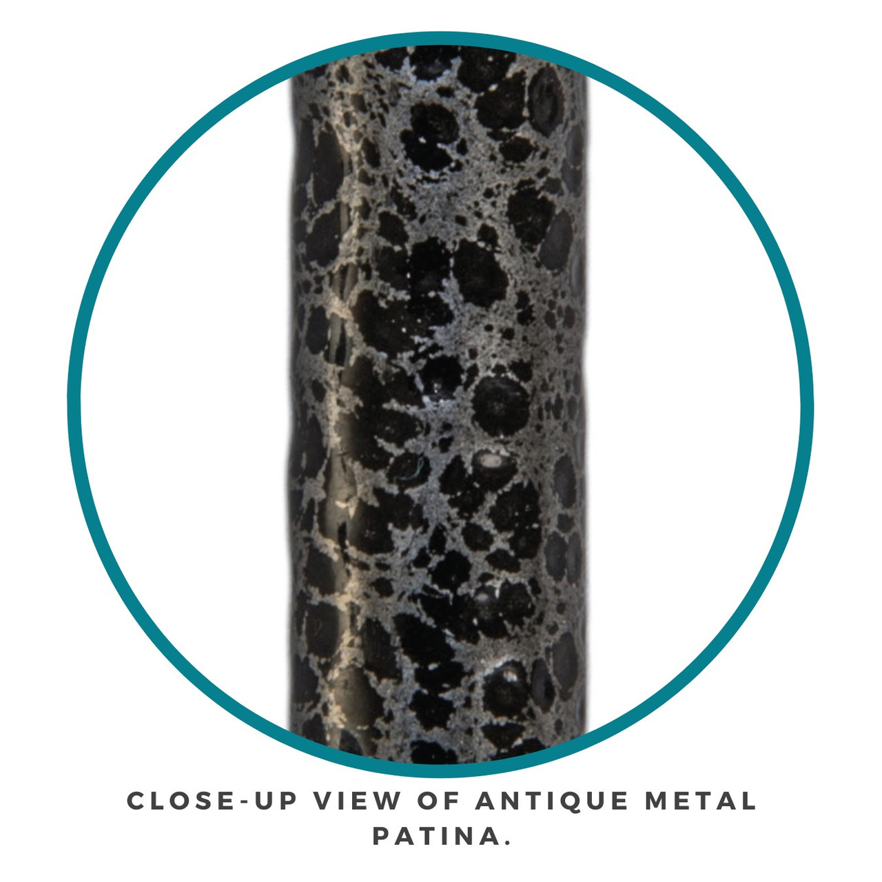 Close-up view of antique metal patina.