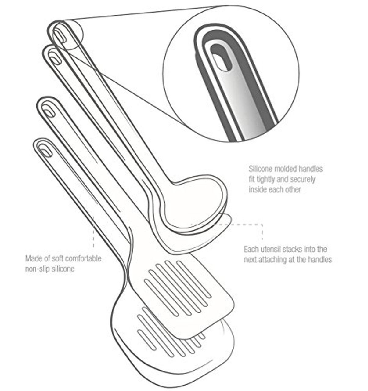 Venn Stack 8 Piece Utensil Set- Red (CB VNUTSETRED)