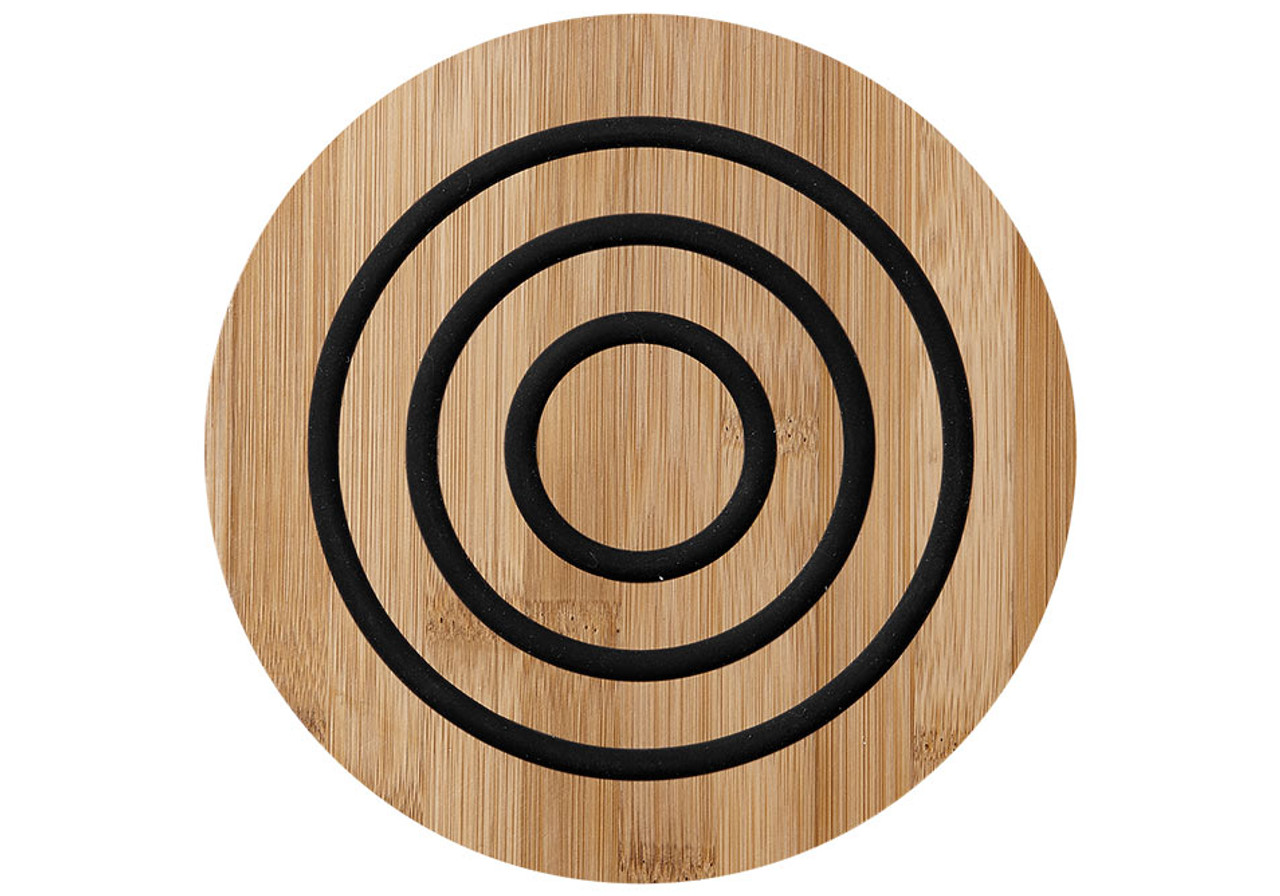 Ladelle Classic Collection - Bamboo and Silicone Round Trivet - Charcoal (LD 80054)