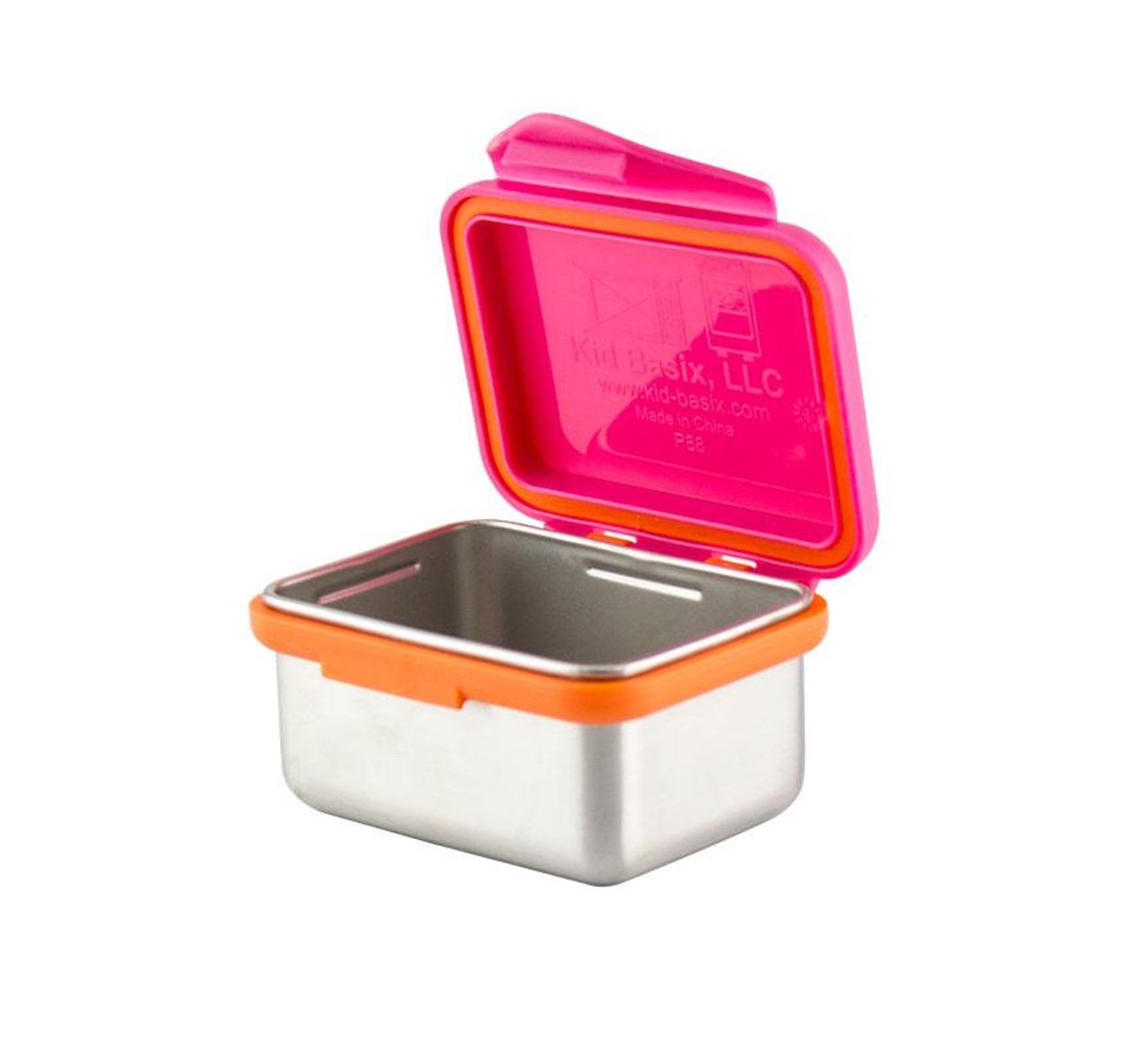 Kid Basix - Safe Snacker™ Stainless Steel Food Container with Attached Lid  - 7 oz. - Fuchsia