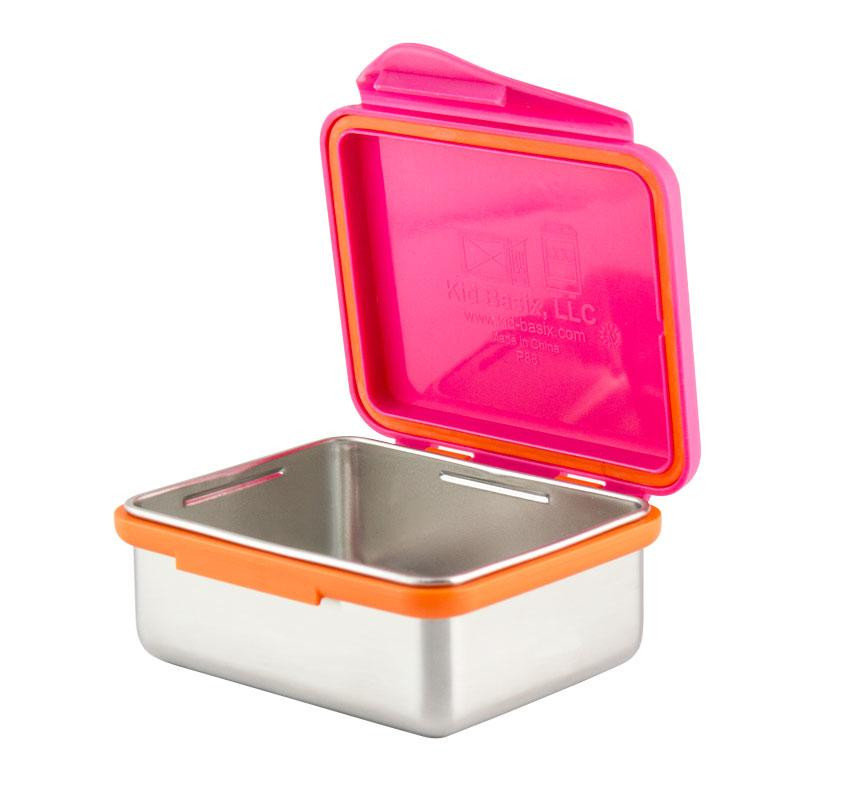 Kid Basix Safe Snacker™ Stainless Steel Food Container with Attached Lid 13 oz. Fuchsia