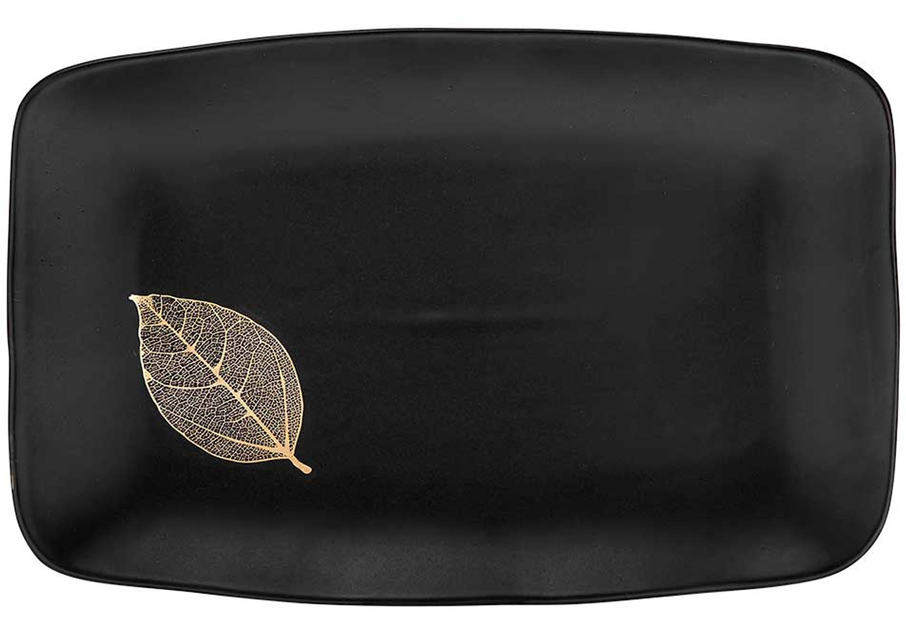 Ashdene Lantana Collection - Serving Platter - Large (34 cm) - Black and Gold (AD 517205)