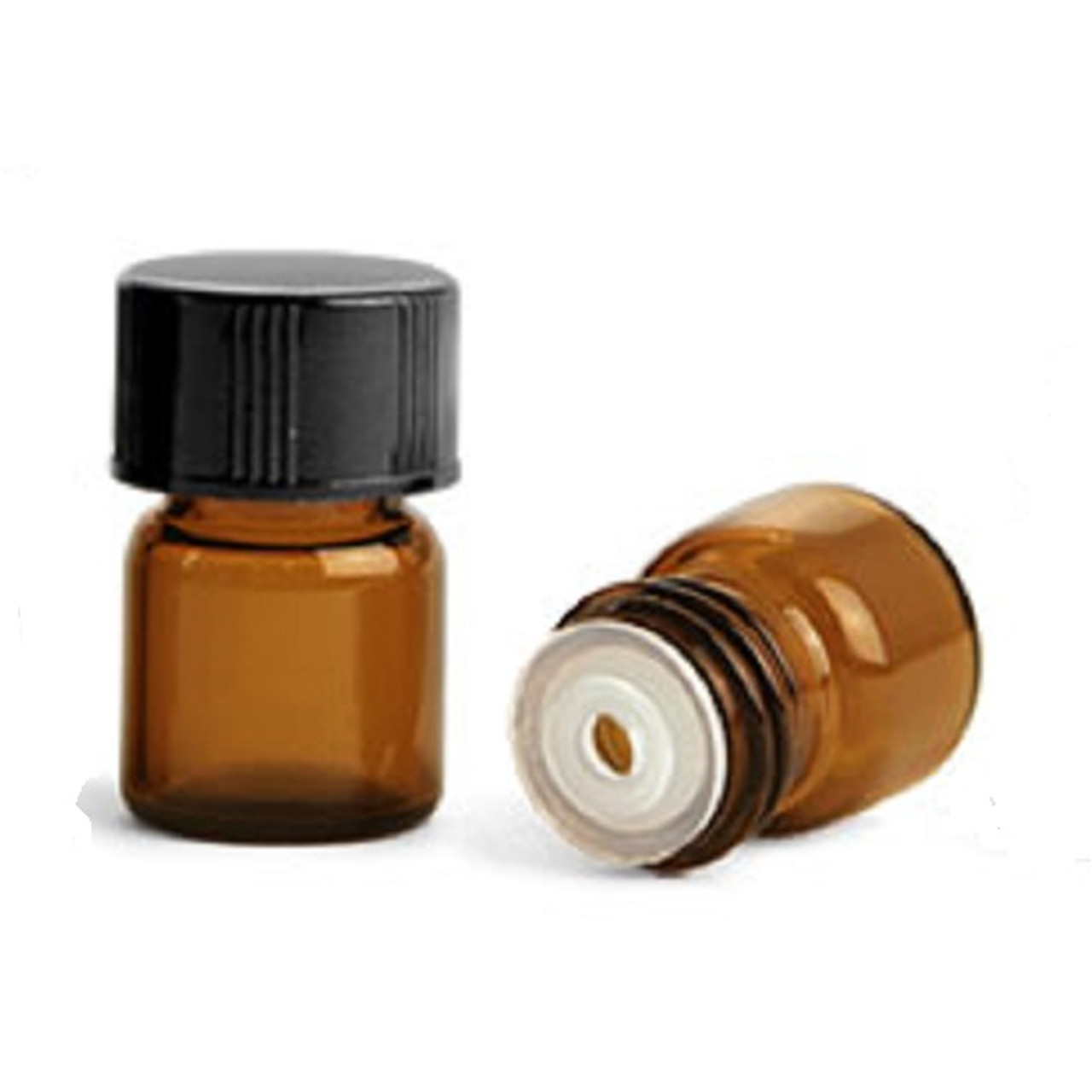 T.M.C. .5 dram Amber Glass Vials with Black Phenolic PV Lined Caps & Orifice Reducers - Set of 6 (TMC 4060-15P6)