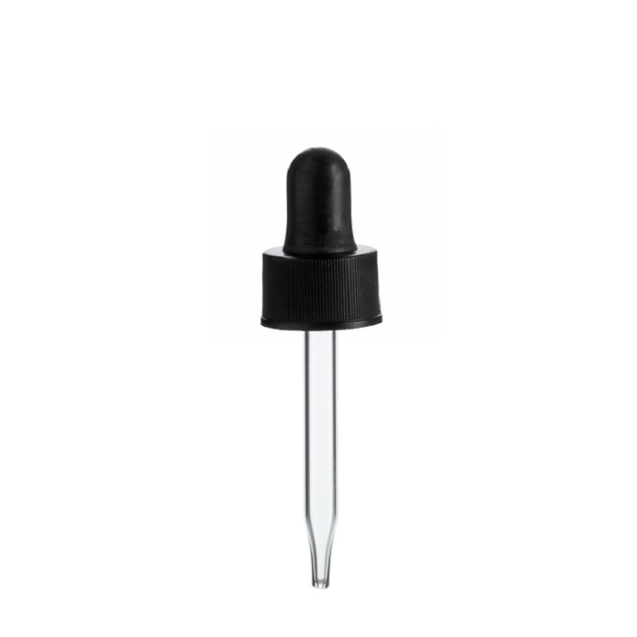 T.M.C. Straight Point Glass Dropper with Black Polypropylene Cap & Bulb - 13/425 x 46 mm - Set of 48 (TMC 2610-22P48)