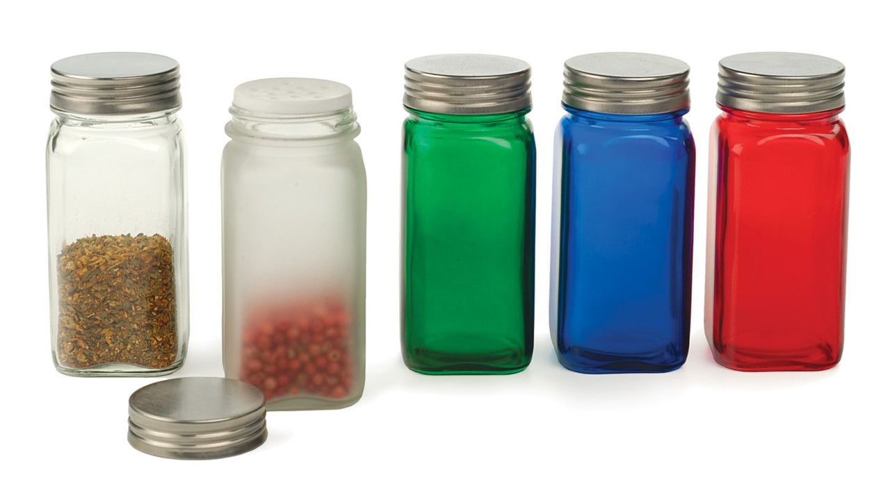 RSVP Endurance Square Glass Spice Bottle Collection 