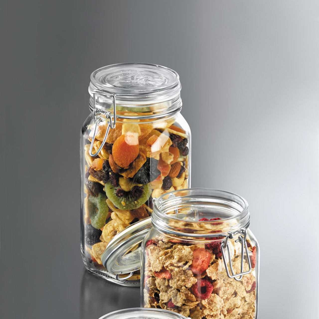 Rounded French Glass Storage Jar With Airtight Rubber Seal - 1.5L