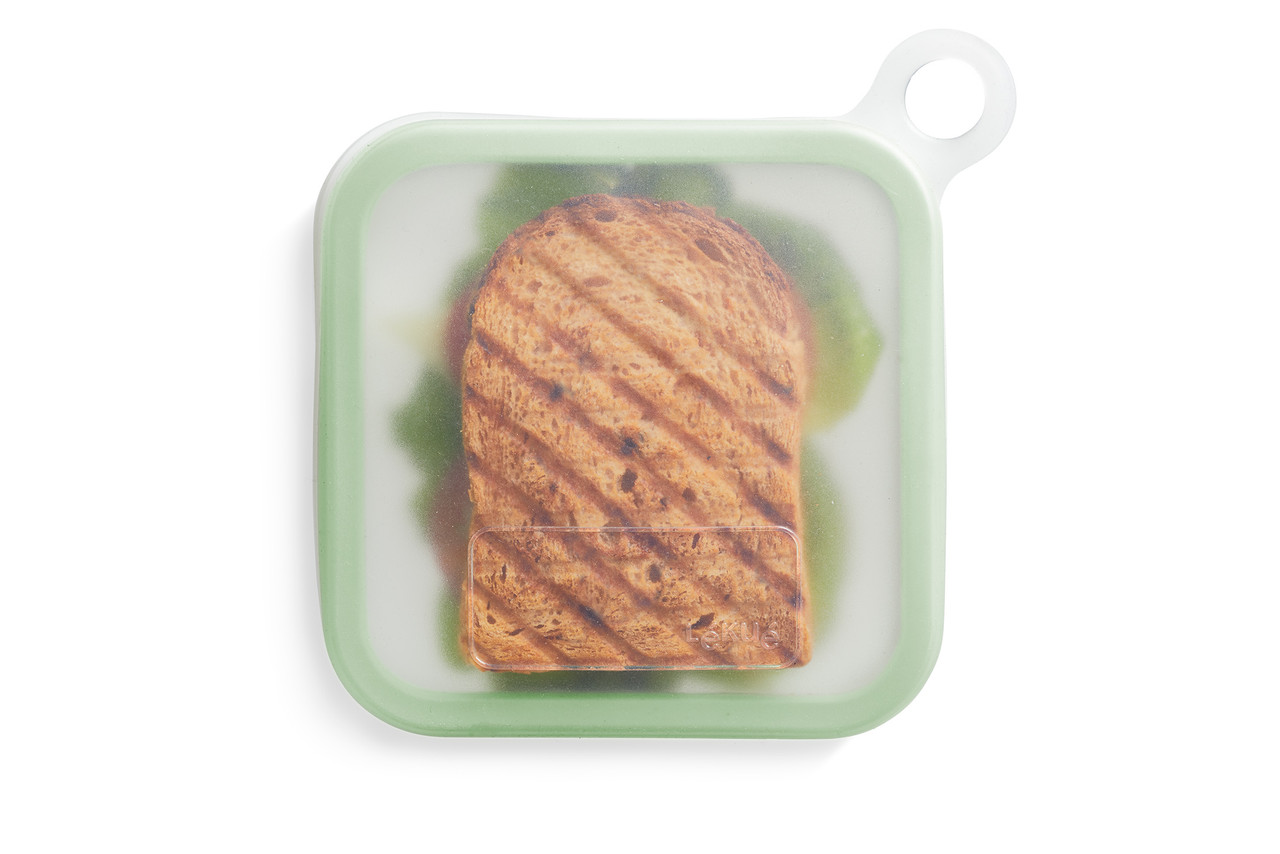 Lékué Reuse & Reduce Collection - Silicone Reusable Sandwich Case - Clear and Mint (DL 3401700B04U004)