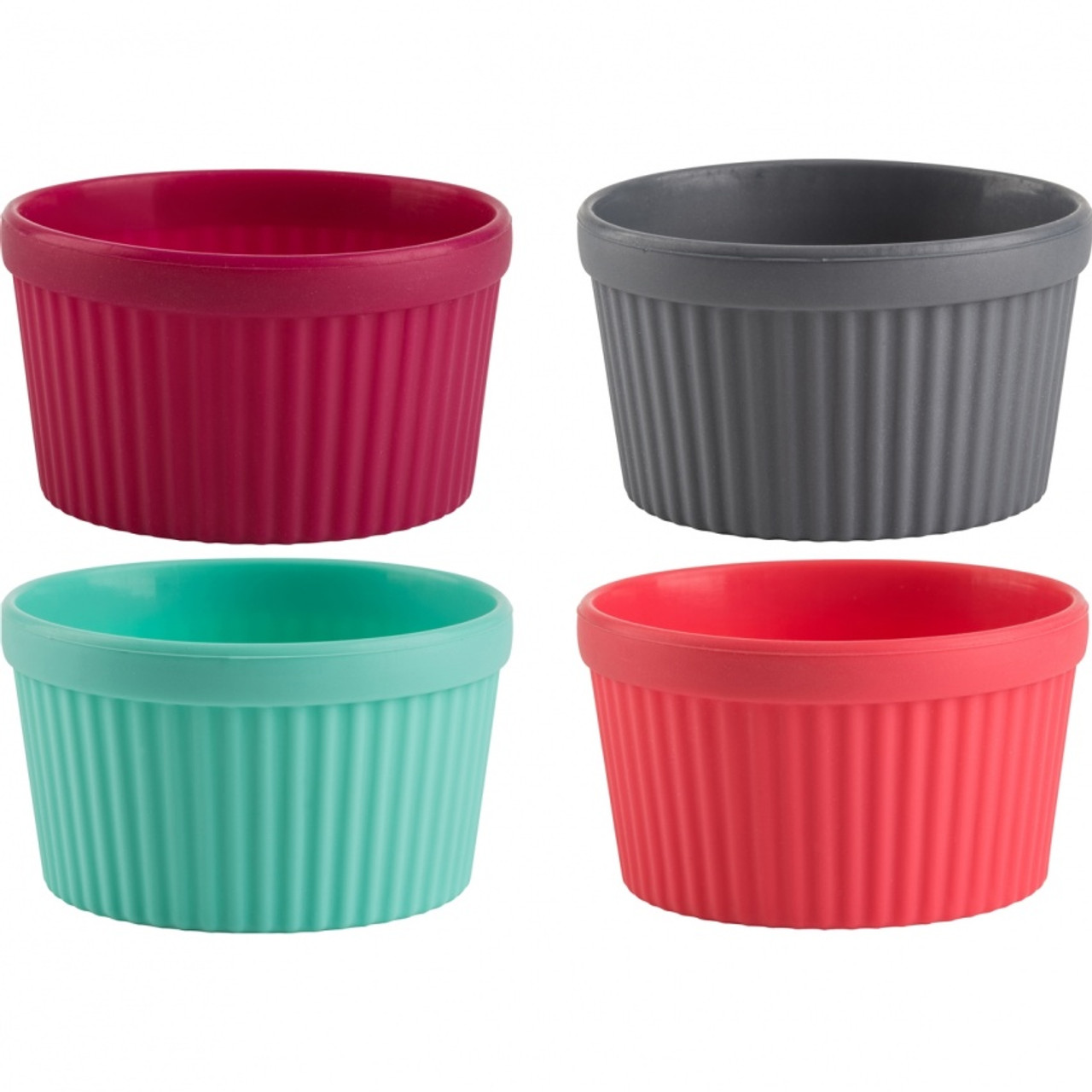 Trudeau Structure Collection - Silicone Ramekins - Set of 4 - Fuchsia, Grey, Mint, Coral (TR 09912033)