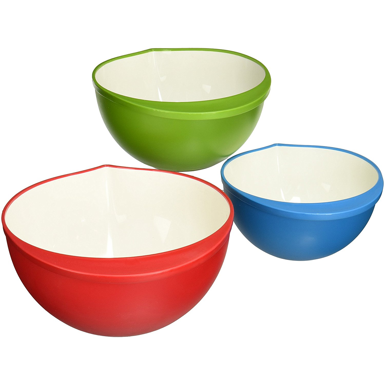 Trudeau Two-tone Nesting Mixing Bowls - Set of 3 - Red, Green, Blue (TR  0999053)