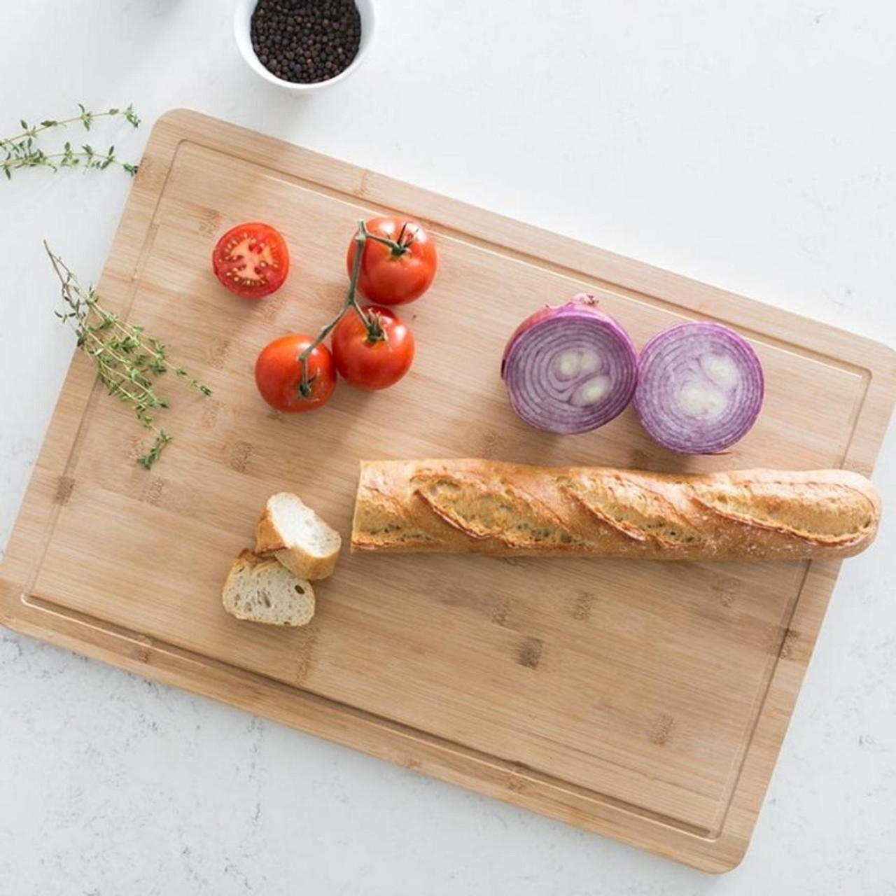 Bamboo Cutting Board with Containers, Lids, Graters, Carving Board