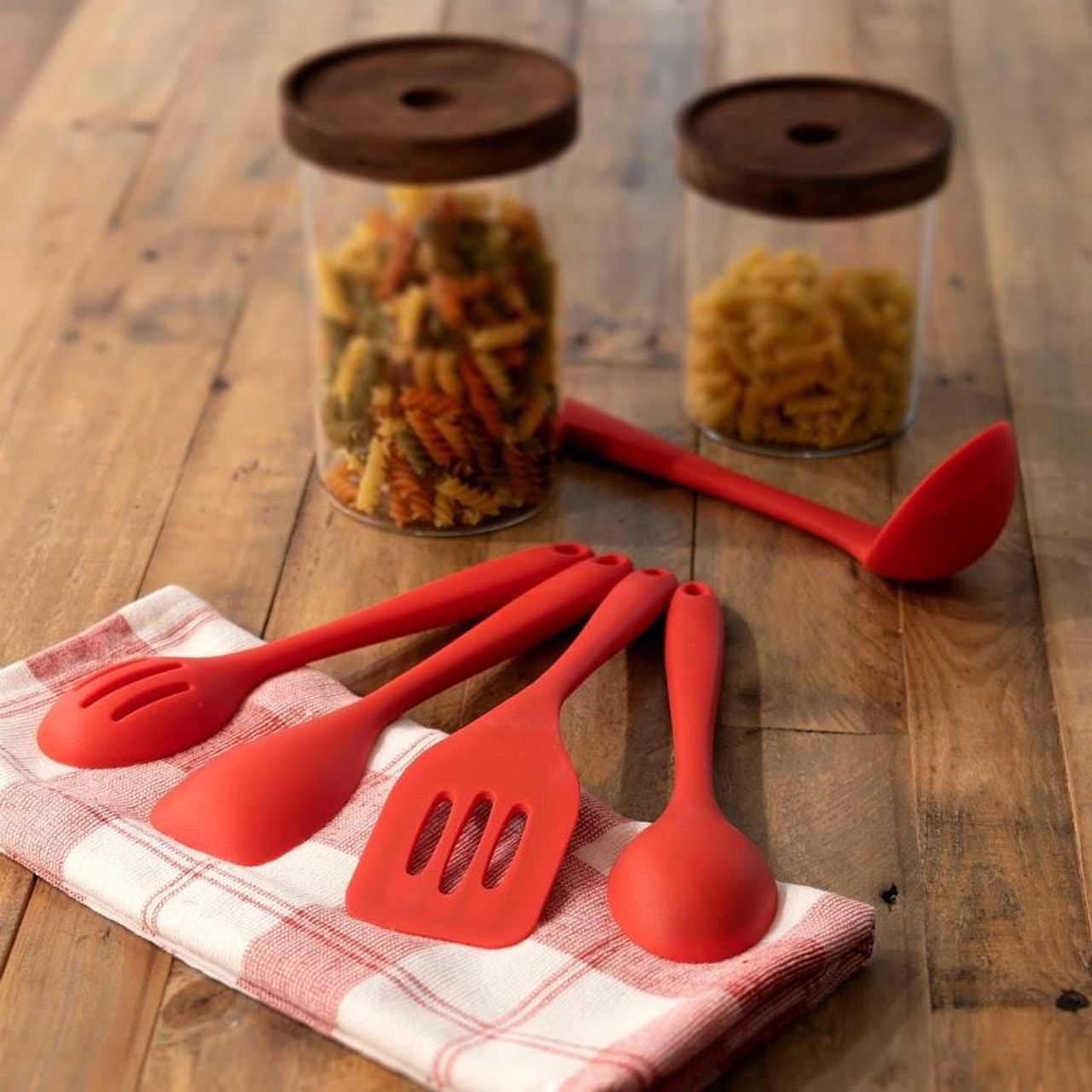 Better Houseware 5-peice Silicone Cooking Tool Set - Strawberry Red (BH 3500R)