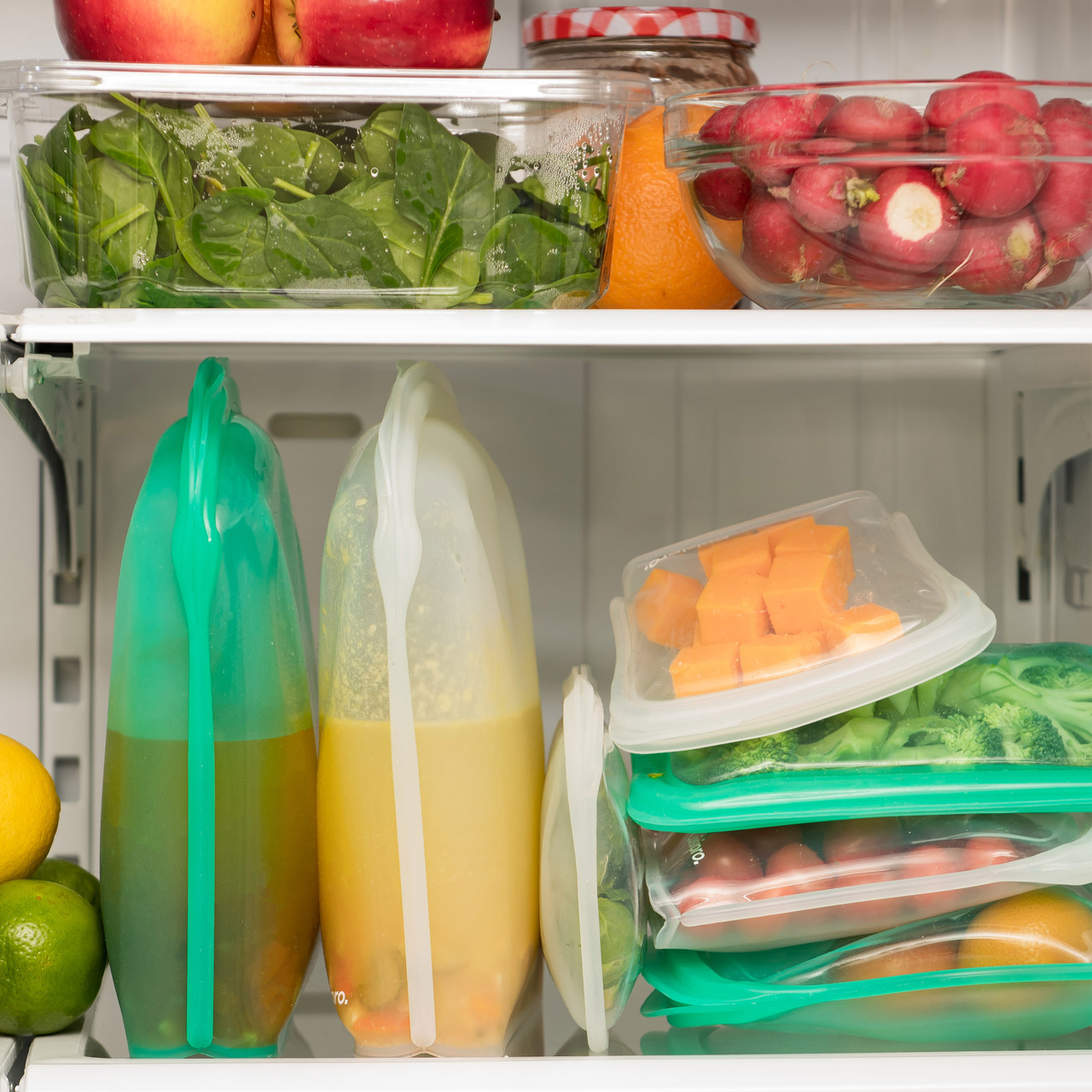 Stand or stack in the frige or freezer.