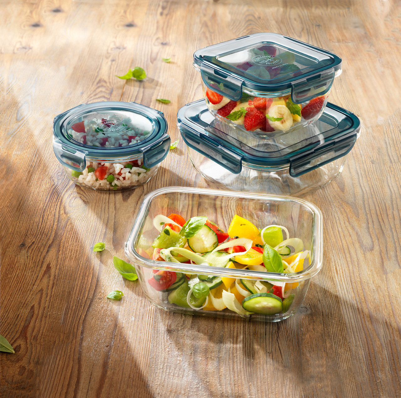 Bormioli Rocco Frigoverre Evolution 85 oz. Large Bowl, Grey Lid (Set of 4)