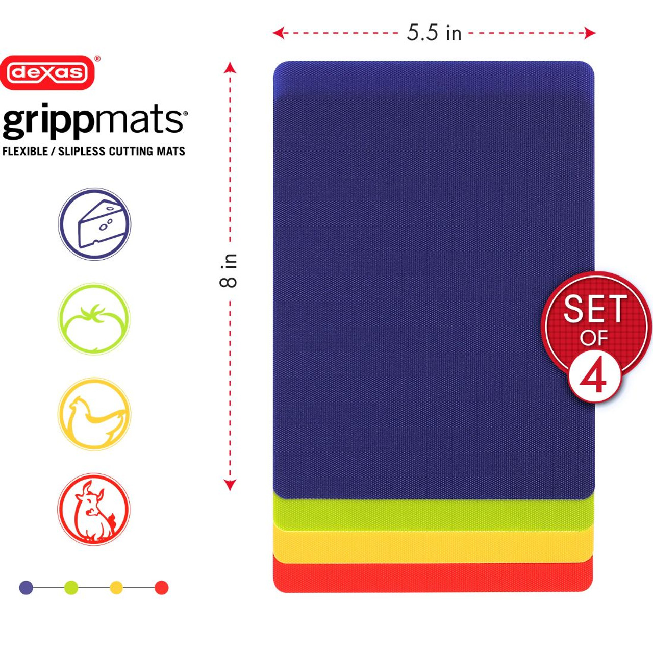 Dexas Heavy Duty Grippmats® - Flexible Cutting Mats- Set of 4