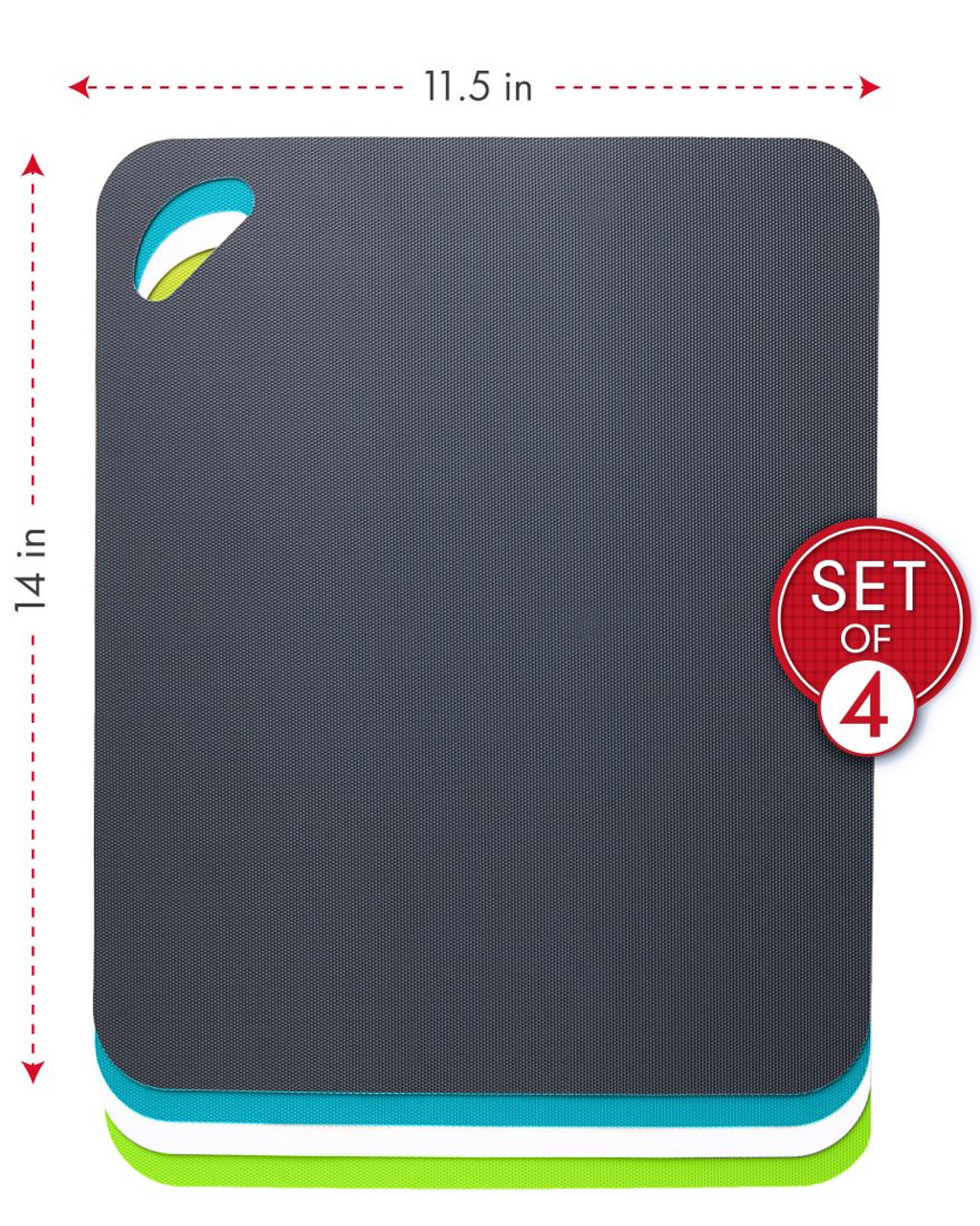 Grippmats® Flexible Cutting Mats Set includes 4 different colors  Gray, Turquoise, White & Green nicely sized 11.5"x14"x0.1