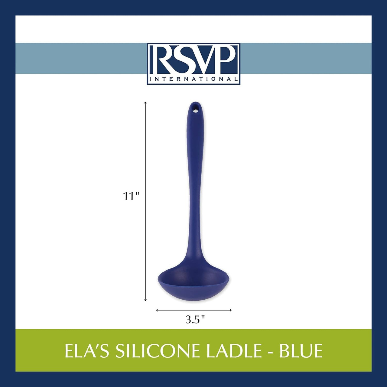 RSVP Ela's Silicone Collection - Ladle - Blue Measurements