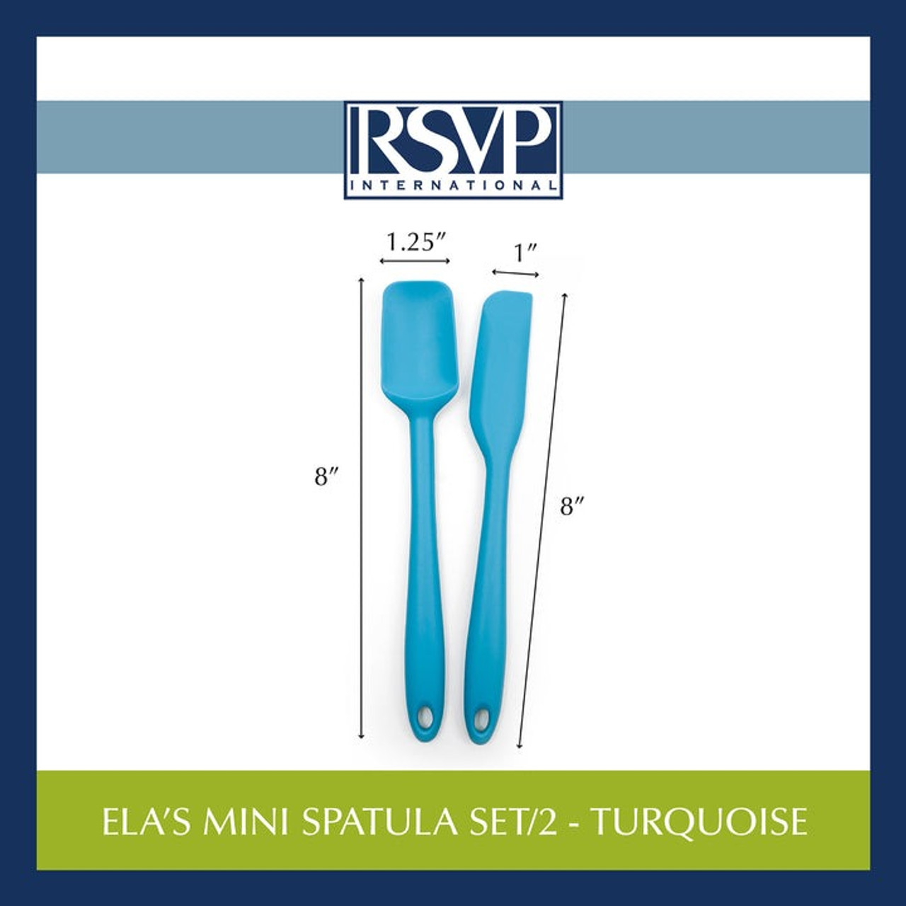RSVP Ela's Silicone Collection - Mini Spoon Spatula Set - Turquoise  Measure