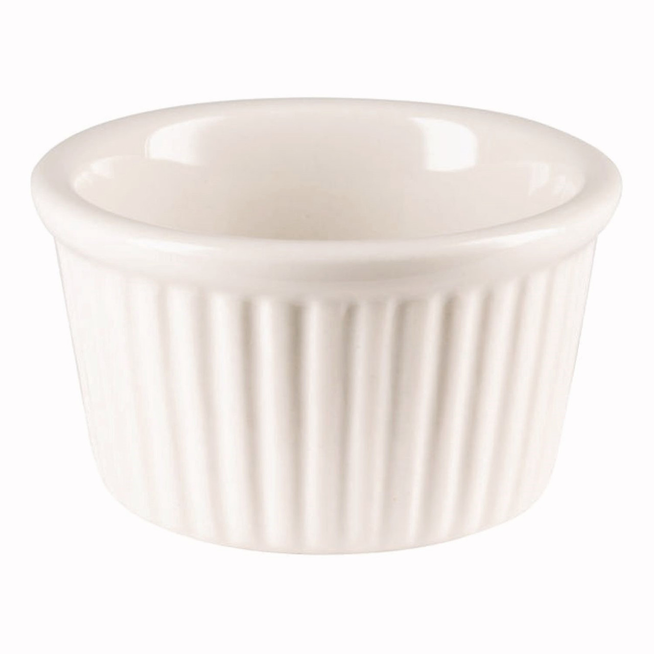 Browne Foodservice 2.5-Ounce White Ribbed Porcelain Ramekin (BC 564003W)
