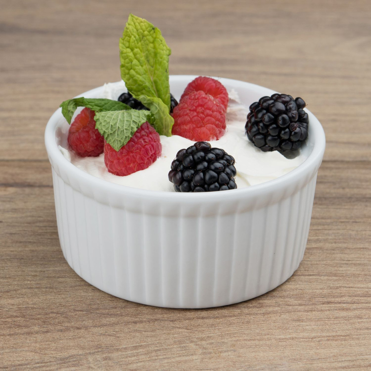 Browne Foodservice 5-Ounce White Ribbed Porcelain Ramekin (BC 564021W)