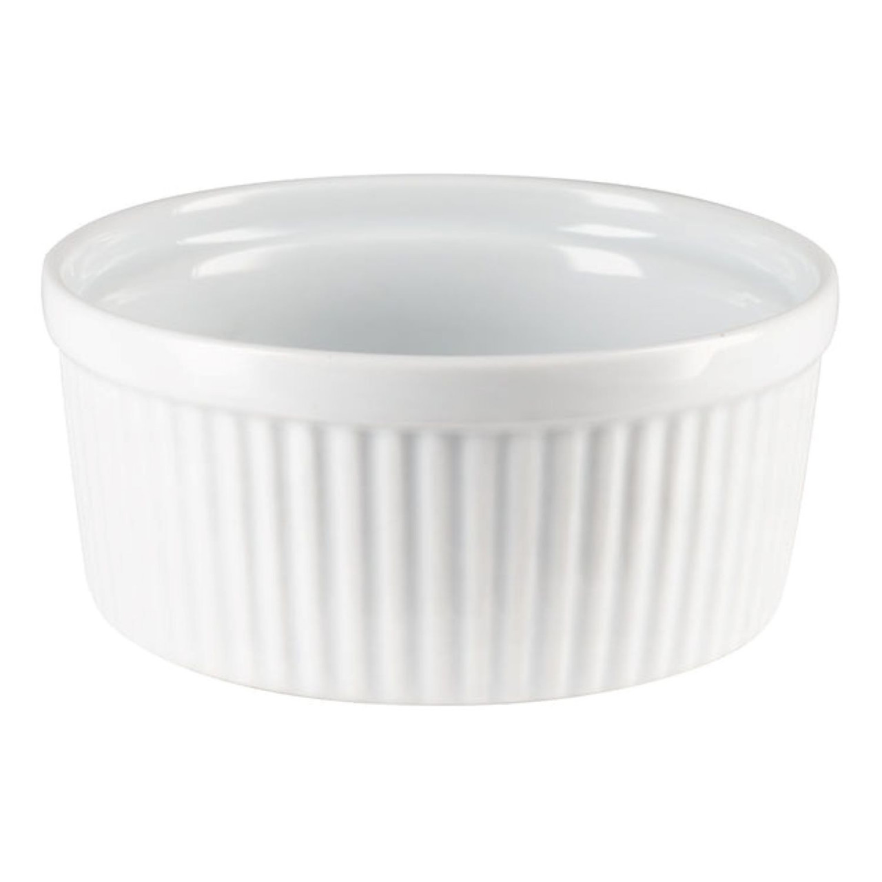 Browne Foodservice 10-Ounce White Ribbed Porcelain Soufflé-Ramekin (BC 564022W)