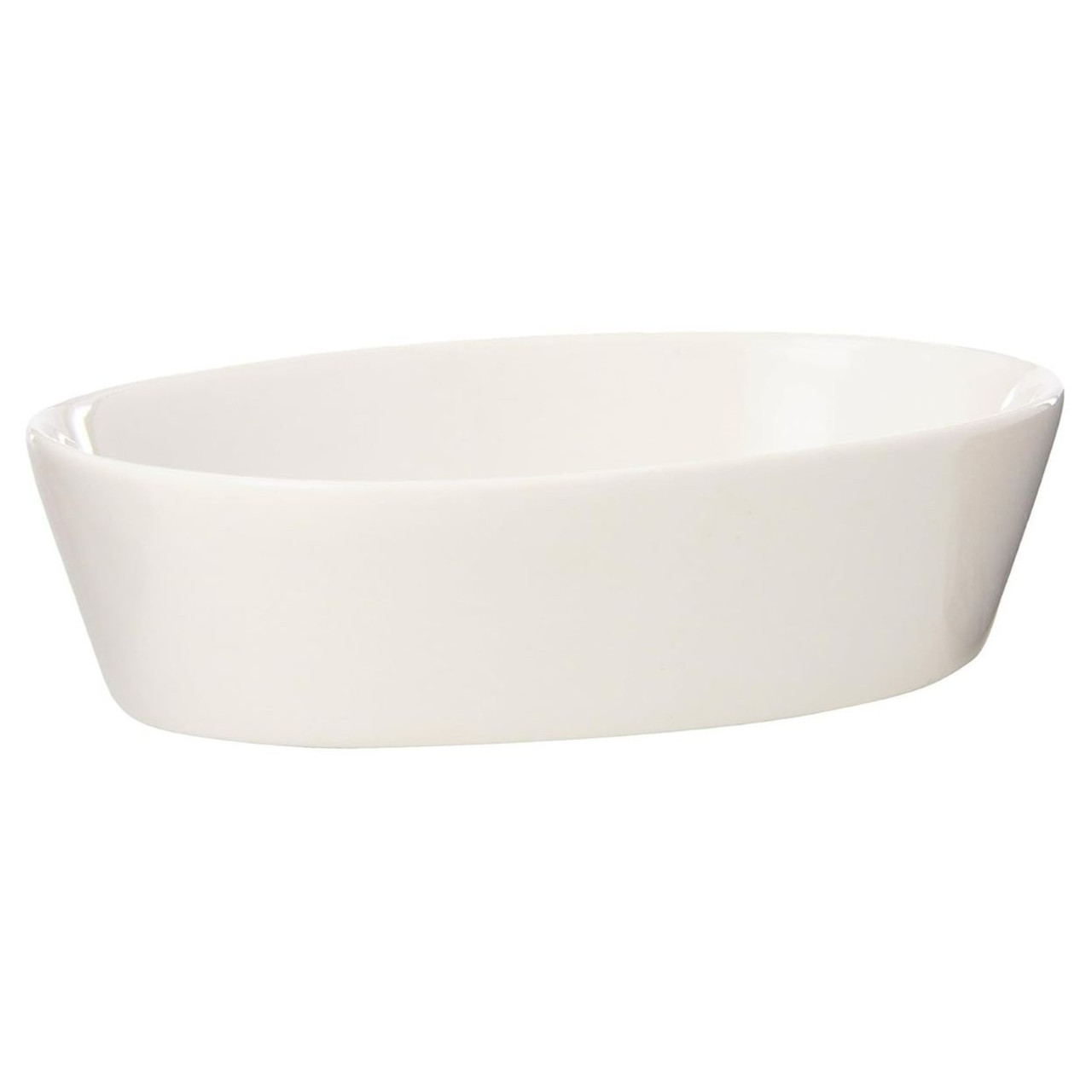 Browne Foodservice 9-Ounce White Stoneware Oval Baker (BC 564004W)