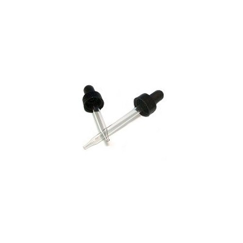 22/400 (7 mm x 108 mm) Black Polypropylene Cap with Black Bulb & Straight Point Glass Dropper (TMC 2610-05)