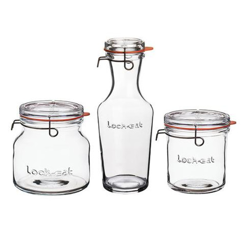 Luigi Bormioli Lock-Eat Collection - Food Jar- 3 Piece Set (LB 12327/01)